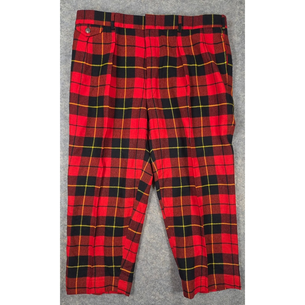 Vintage Polo Ralph Lauren Mens Red Black Plaid Golf Capris Pants 35x22 Tartan